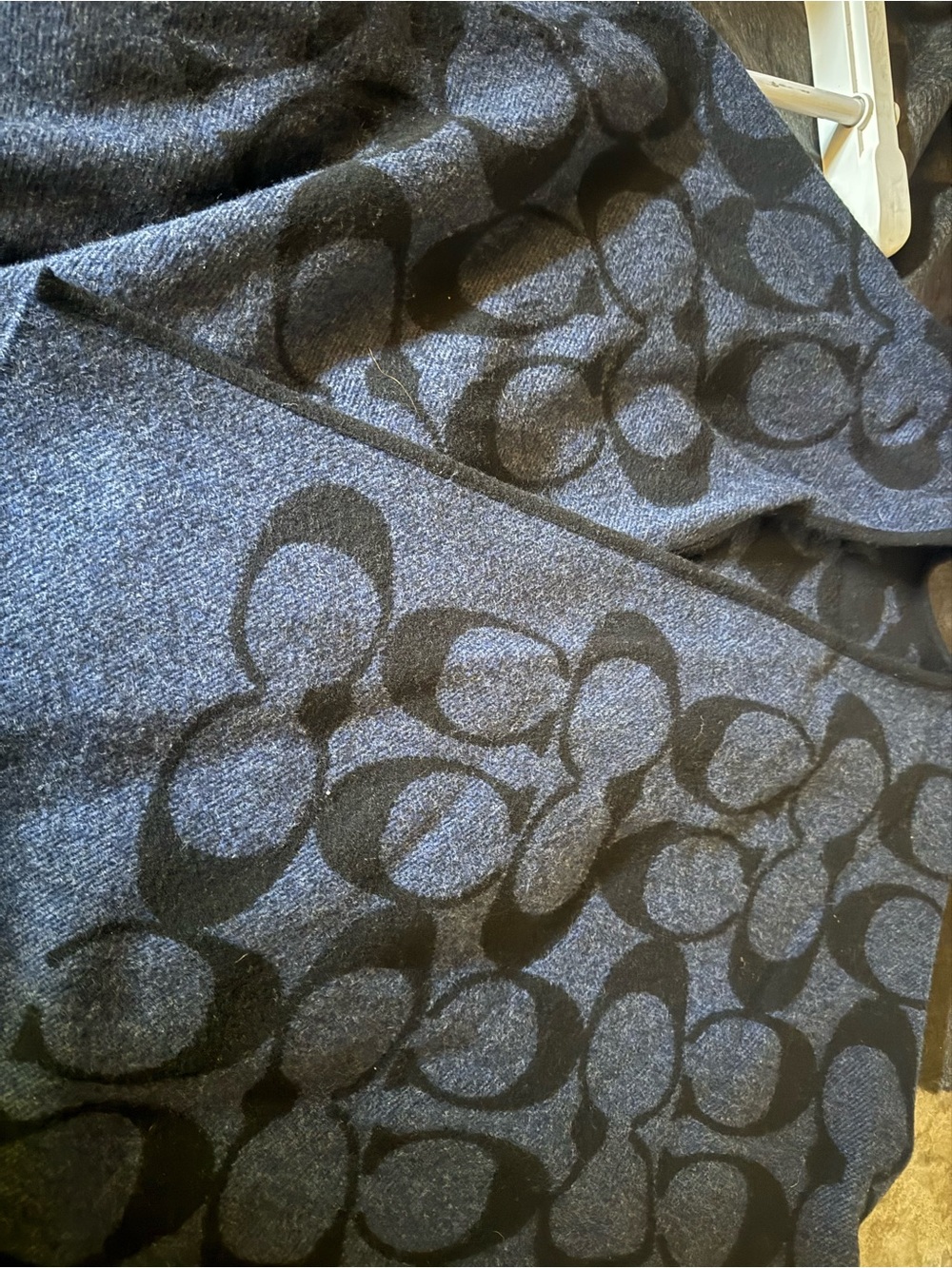 Coach Men's Navy and Black Signature Circle Crewneck Sweater